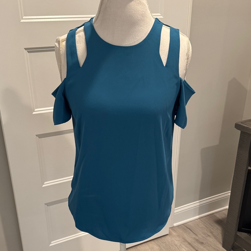 Cooper & Ella Teal Cold Shoulder Blouse